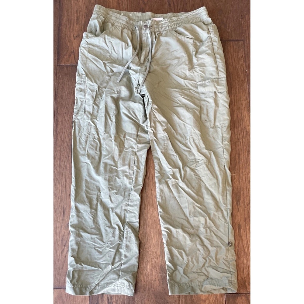 Columbia Cargo Pants Womens L 27L Green Elastic Waist Hiking Outdoor